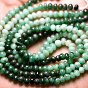 Emerald Rondelle Beads - 14 inches,Natural Emerald Smooth Rondelle,Shaded Natural Color Emerald,Size is 4.50mm #841
