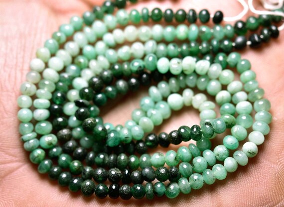 Emerald Rondelle Beads - 14 Inches,natural Emerald Smooth Rondelle,shaded Natural Color Emerald,size Is 4.50mm #841
