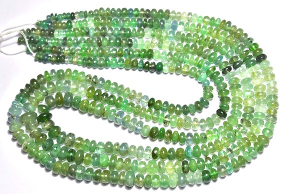 Emerald Rondelle Beads - 16 Inches - Natural Beautiful Emerald Shaded Smooth Rondelle Strand - Size Is 3.5 - 6.5 Mm #2285