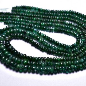 Deep Green Natural Emerald Smooth Rondelle Shape Beads -14 inches,Natural Beautiful Emerald Smooth Rondelle,Size is 3.50-5mm #822