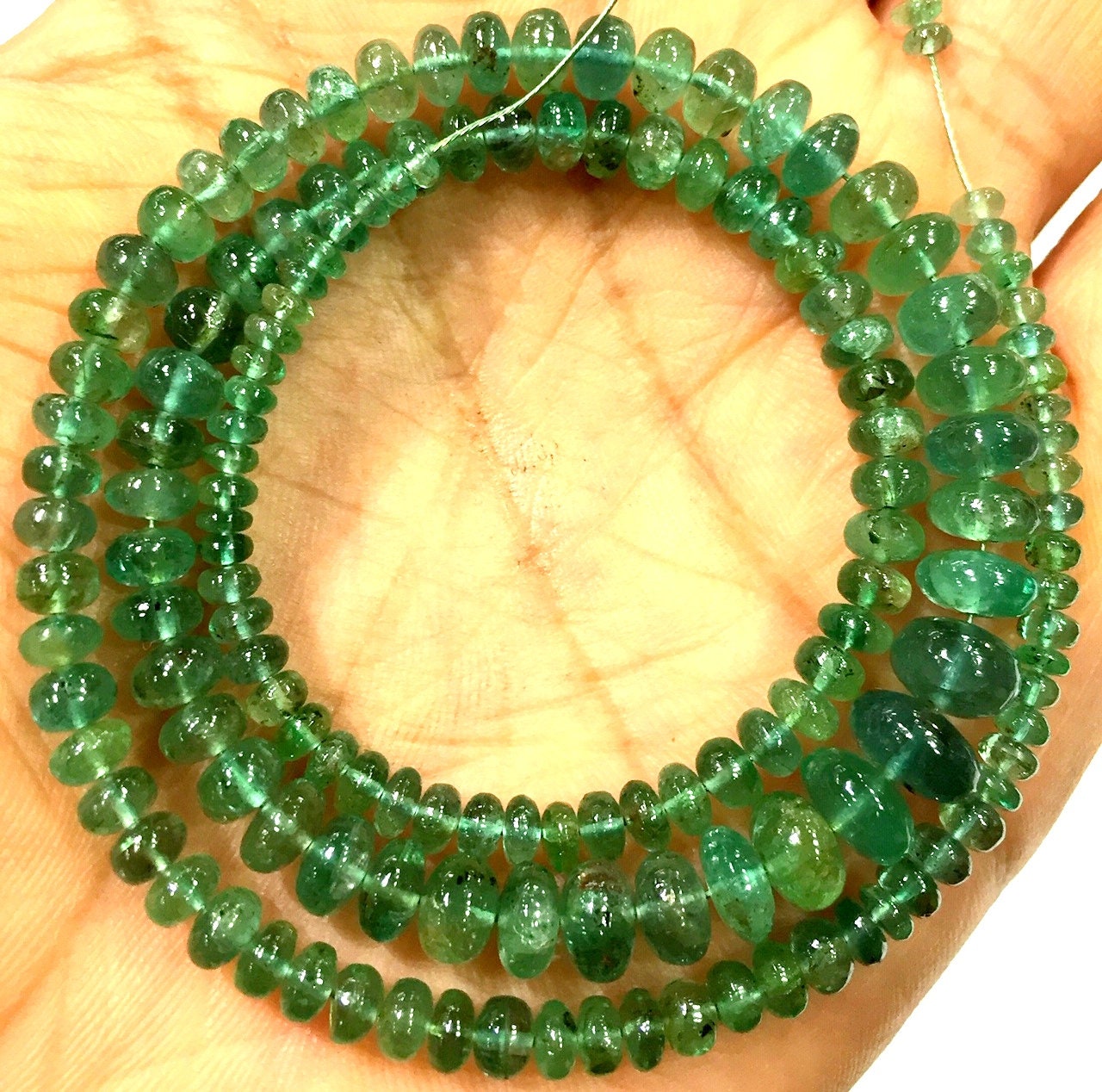 Extremely Rare~aaa~natural Zambian Emerald Smooth Rondelle Beads Genuine Emerald Gemstone Beads Emerald Beads Strand Jewelry Making Beads.