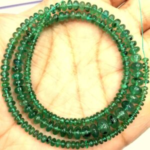 Extremely Rare~Natural Emerald Smooth Rondelle Beads Genuine Emerald Gemstone Beads Zambian Emerald Beads Strand Top Quality.