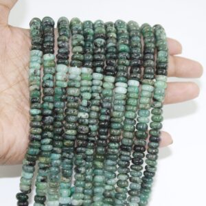 Green Emerald Beads, Green Emerald Rondelle Smooth Gemstone Beads 4 Mm 13" Strand Aaa+ Emerald Plain Handmade Rondelle Shape Beads
