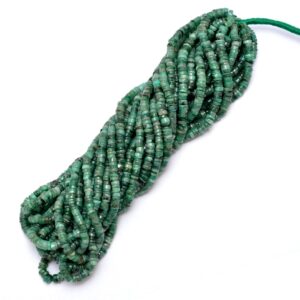 Natural Emerald 5mm-6mm Smooth Wheel Rondelle Beads | 16inch Strand | Emerald Precious Gemstone Heishi / Coin Spacer Loose Beads