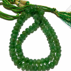 Natural Green Barrel Emerald Carved Gemstone Beads Emerald Carved Melon Shape Beads Green Barrel Carved Pumpkins Green Emerald Rondelle Bead