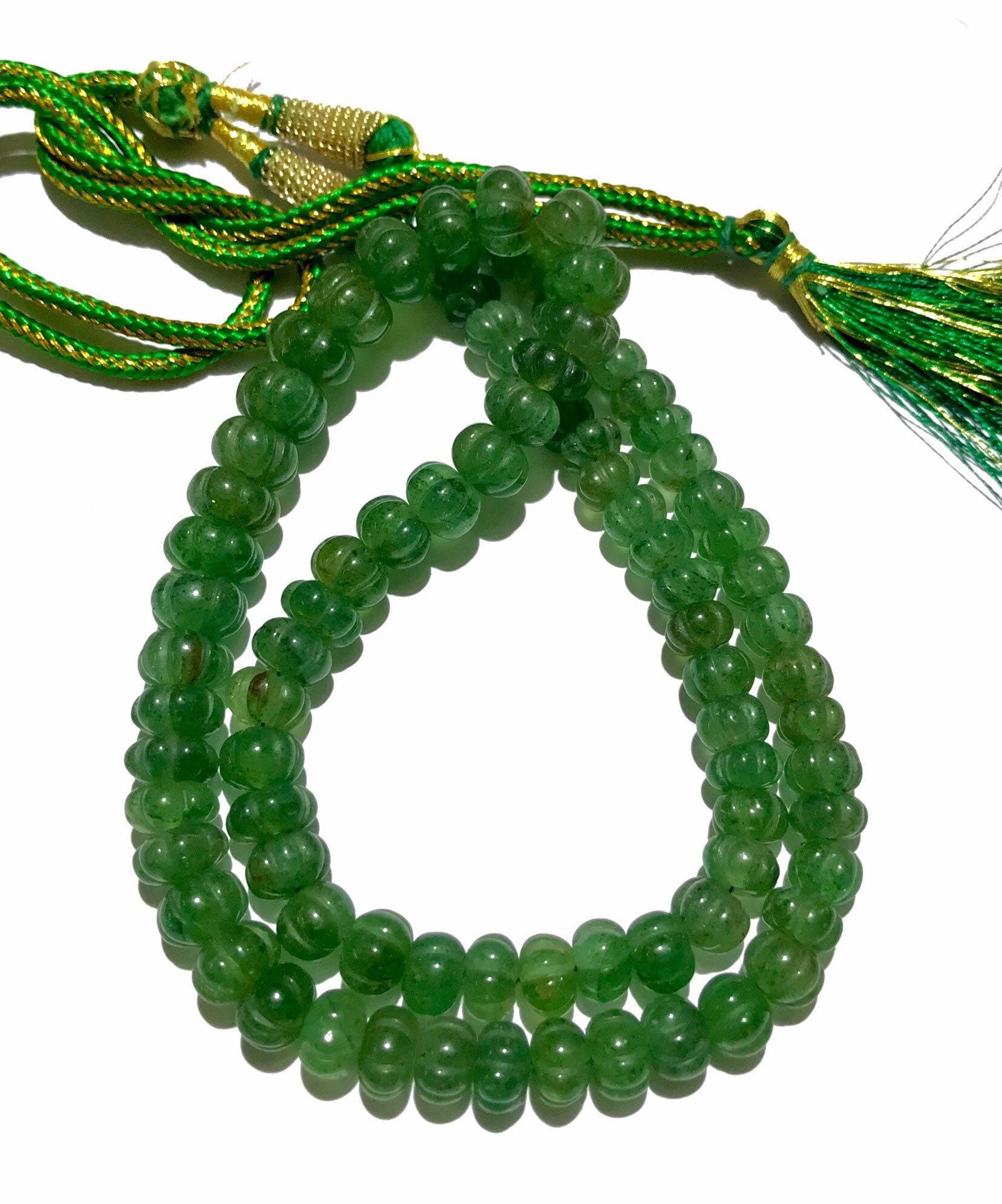 Natural Green Barrel Emerald Carved Gemstone Beads Emerald Carved Melon Shape Beads Green Barrel Carved Pumpkins Green Emerald Rondelle Bead