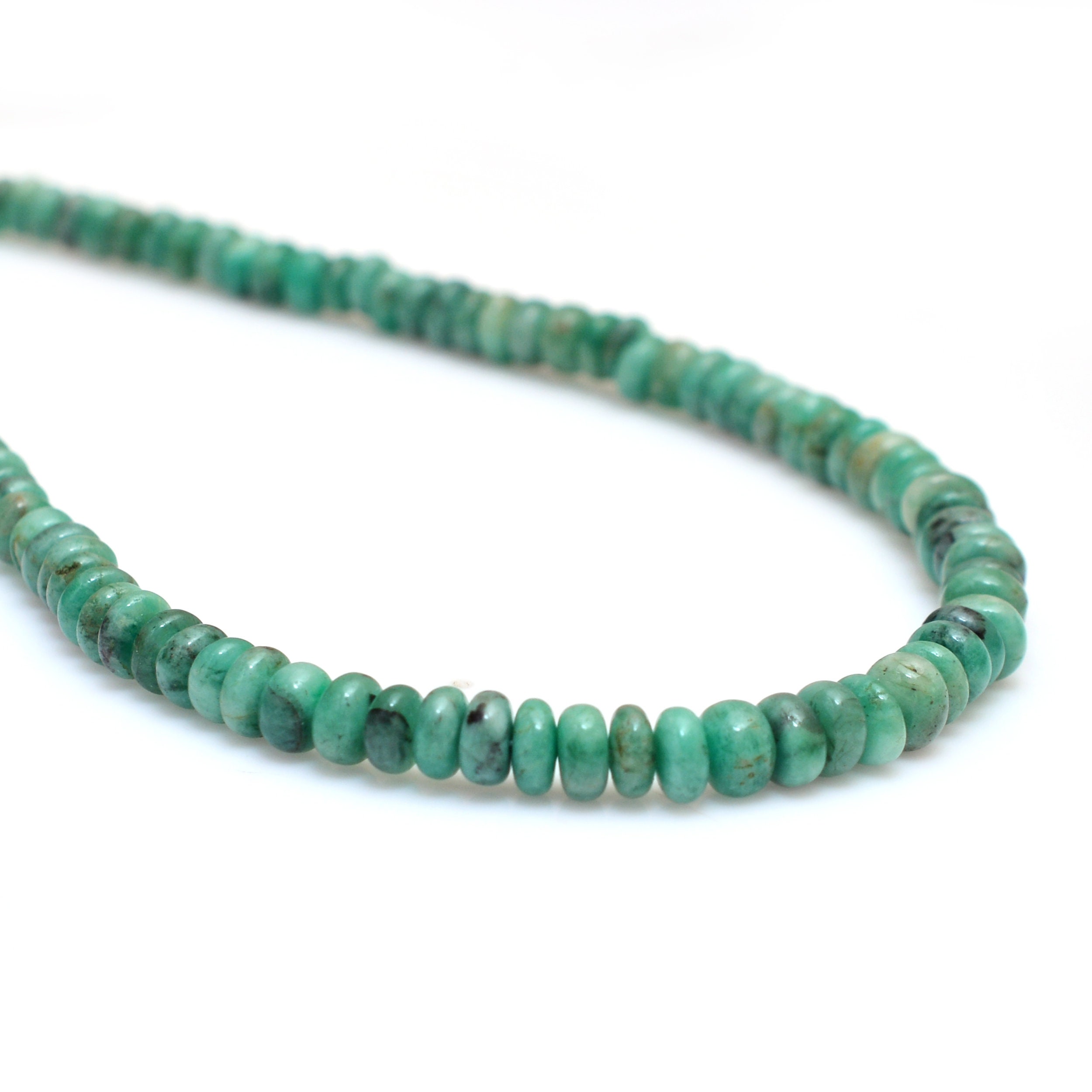 Natural Green Emerald Gemstone 3mm-5mm Smooth Rondelle Beads | 18inch Strand | Emerald Precious Gemstone Loose Beads For Jewelry Making