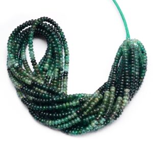 Natural Multi Green Emerald 4mm Gemstone Smooth Rondelle Beads | 16inch Strand | Emerald Precious Gemstone Beads Strand For Jewelry Making