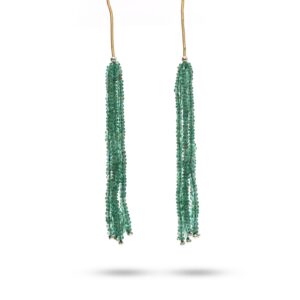 Natural Emerald Smooth Rondelle Beads, 2mm To 2.5mm , 2.5 Inches Full Strand, Emerald Beads, Pair ( 12 Strands )