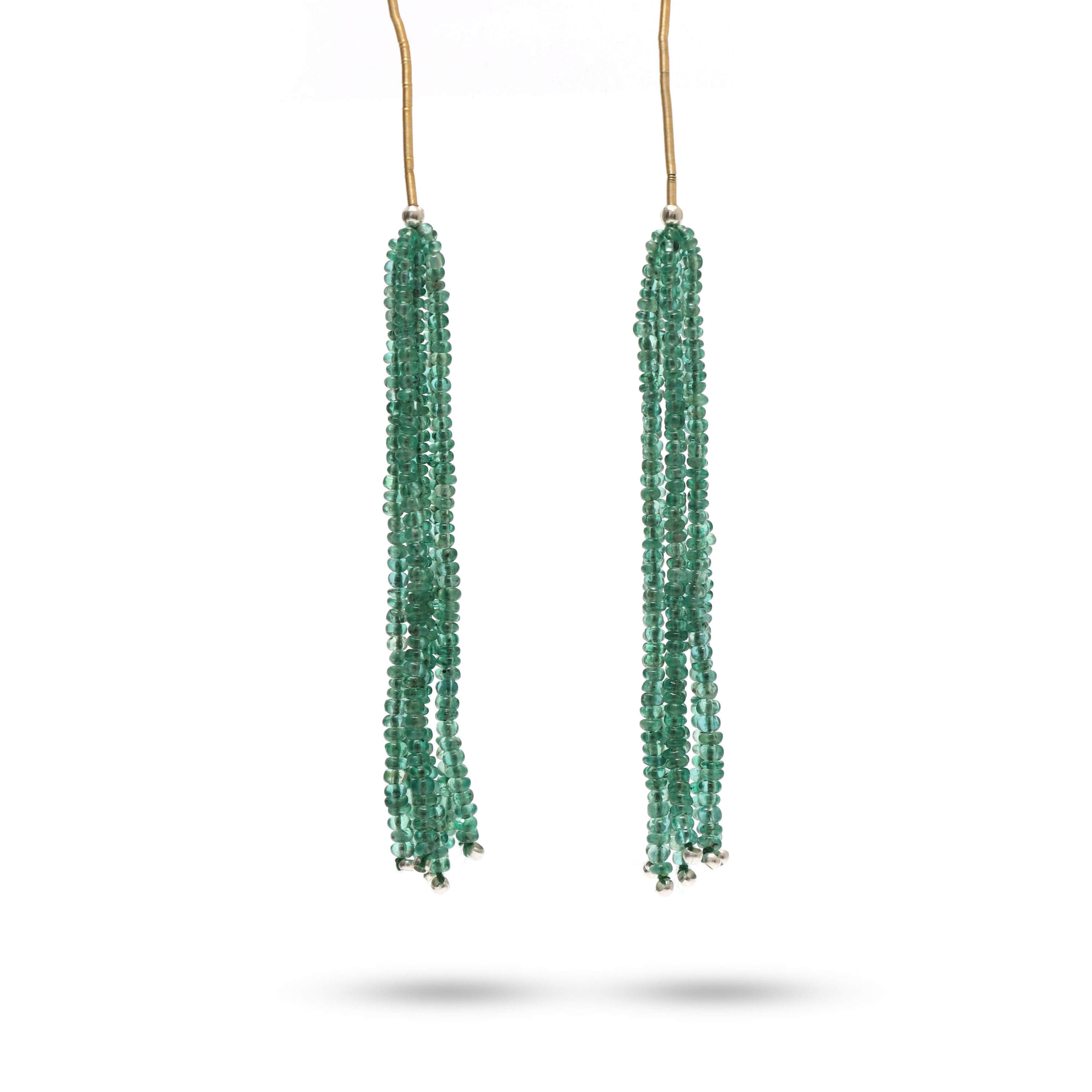 Natural Emerald Smooth Rondelle Beads, 2mm To 2.5mm , 2.5 Inches Full Strand, Emerald Beads, Pair ( 12 Strands )