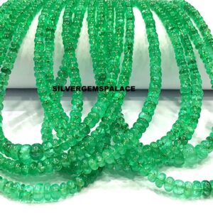 Natural Emerald Smooth Rondelle Beads Zambian Emerald Gemstone Beads 3.5/4.5mm Emerald Beads Strand 18” Jewelry Making Beads Wholesale.