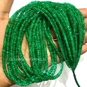 Natural Zambian Emerald Smooth Beads Aa Transparent Green Emerald Rondelle Beads 3.5mm To 4.5mm Emerald Beads 18” Wholesale Emerald Gemstone