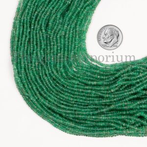 Rare! Zambian Emerald Smooth Rondelle Beads, Green Emerald 2-3mm Beads, Loose Emerald Beads Strand For Jewelry Making, Wholesale Suppliers