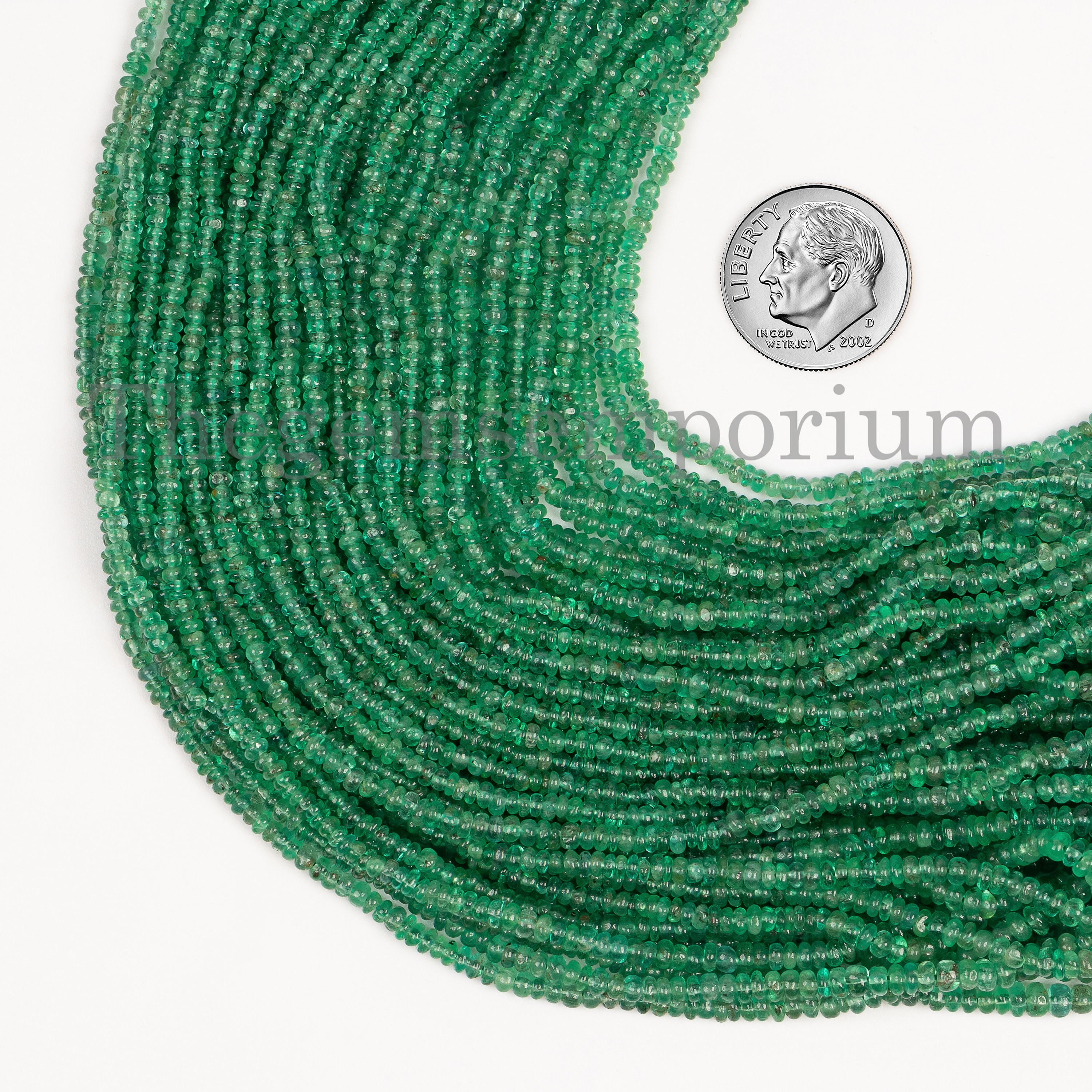 Rare! Zambian Emerald Smooth Rondelle Beads, Green Emerald 2-3mm Beads, Loose Emerald Beads Strand For Jewelry Making, Wholesale Suppliers