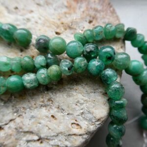 Emerald Round 5-6mm Natural Beads- 4in Strand Gemstone- Jewelry Making -craft Beads
