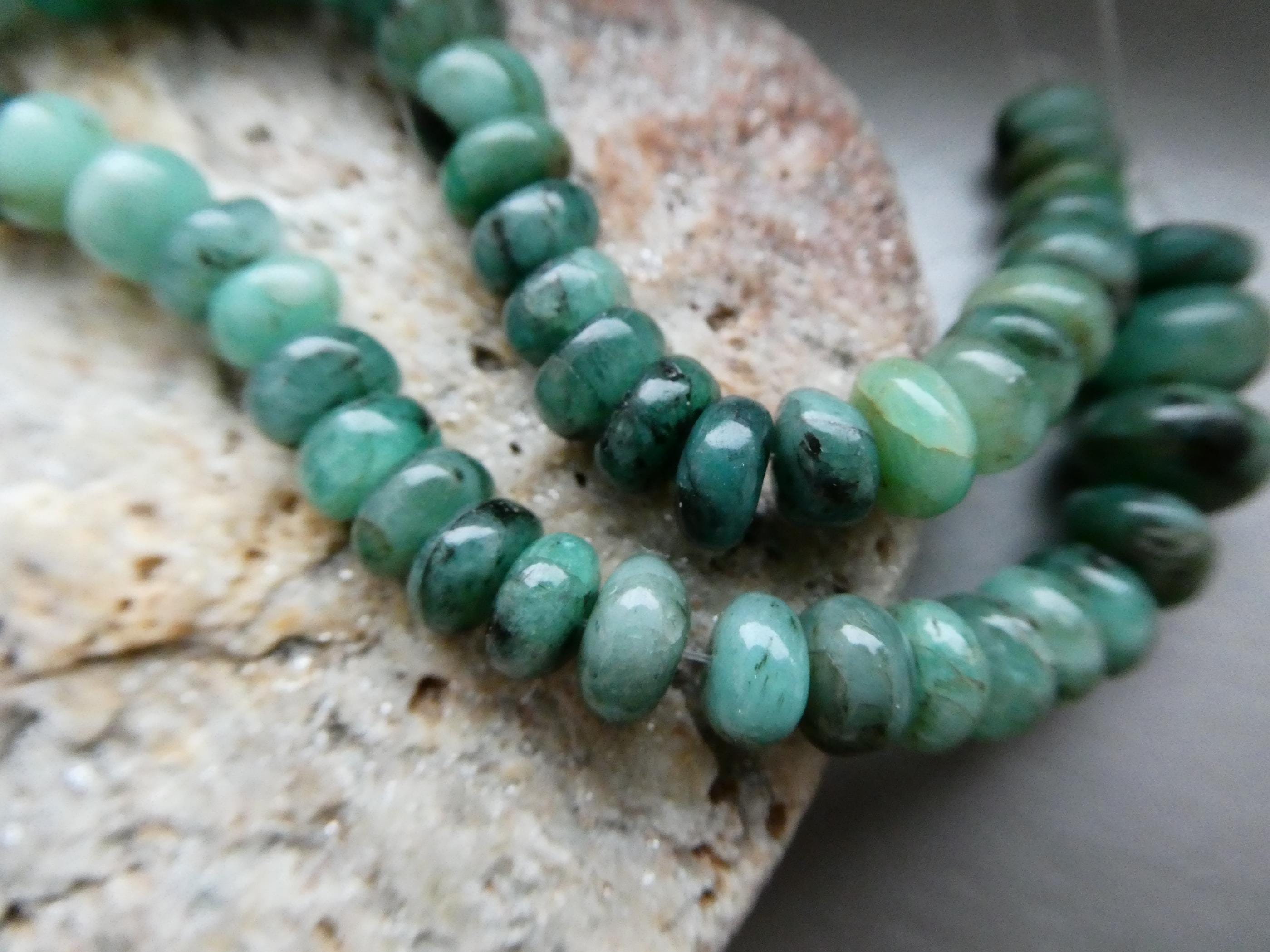 Emerald Shaded Smooth Rondelle 7-9mm Beads-5in Gemstone Strand- Natural Craft Beads-jewelry Making