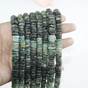 Emerald Tyre Beads , Natural Green Emerald Smooth Heishi Tyre Beads, Emerald Rondelle Beads, Smooth Tyre Beads
