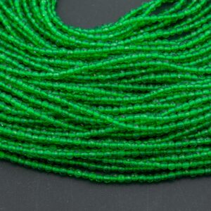 2mm Or 3mm Crystal Round -2 Or 5 Or 10 Strands- Extra Fine-14 Inches Long About 100+ Beads - Light Emerald