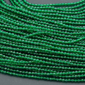 2mm Or 3mm Crystal Round -2 Or 5 Or 10 Strands- Extra Fine-14 Inches Long About 100+ Beads - Emerald