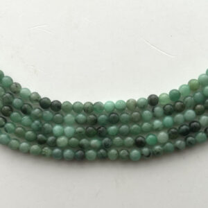 3mm round Emerald gemstone beads. 15” strand of mixed green Emerald beads, approx. 125 per strand.
