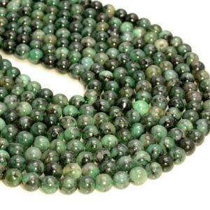 3mm Genuine Natural Colombia Emerald Gemstone Genuine Natural Rare Green Grade Round Loose Beads 15.5" Full Strand (80007987-A244)