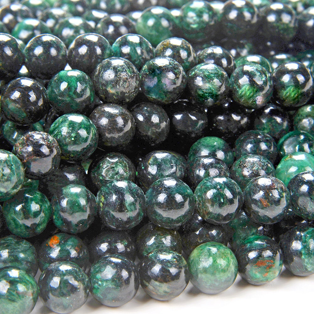 4mm Emerald In Fuchsite Gemstone Genuine Natural Rare Green Grade Round Loose Beads 15.5" Full Strand (80006803-a210)