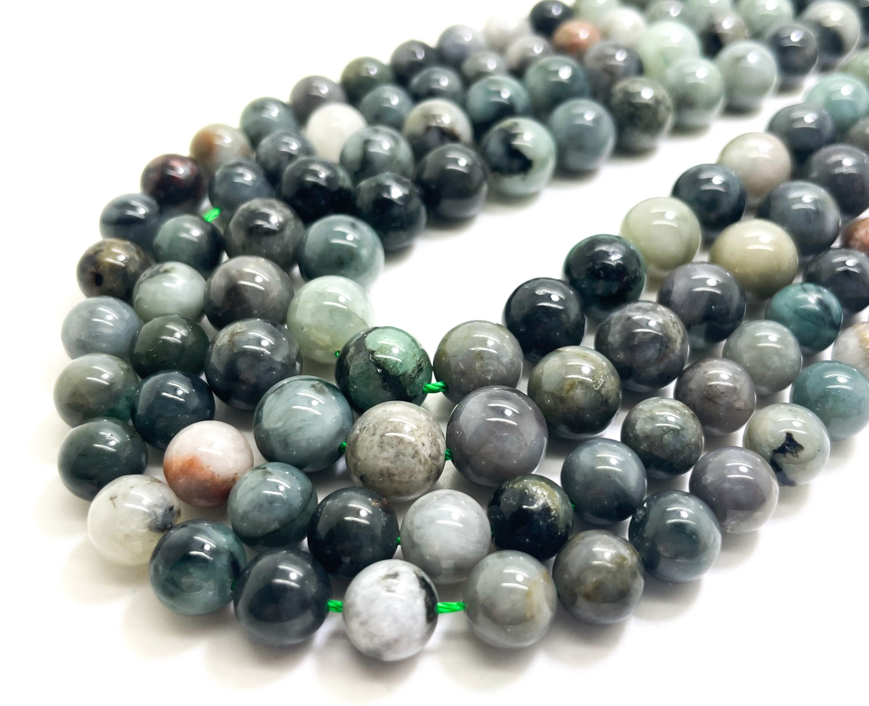 Aaa Natural Green Emerald Smooth Polished Round 8mm 10mm Gemstone Beads - Rn182