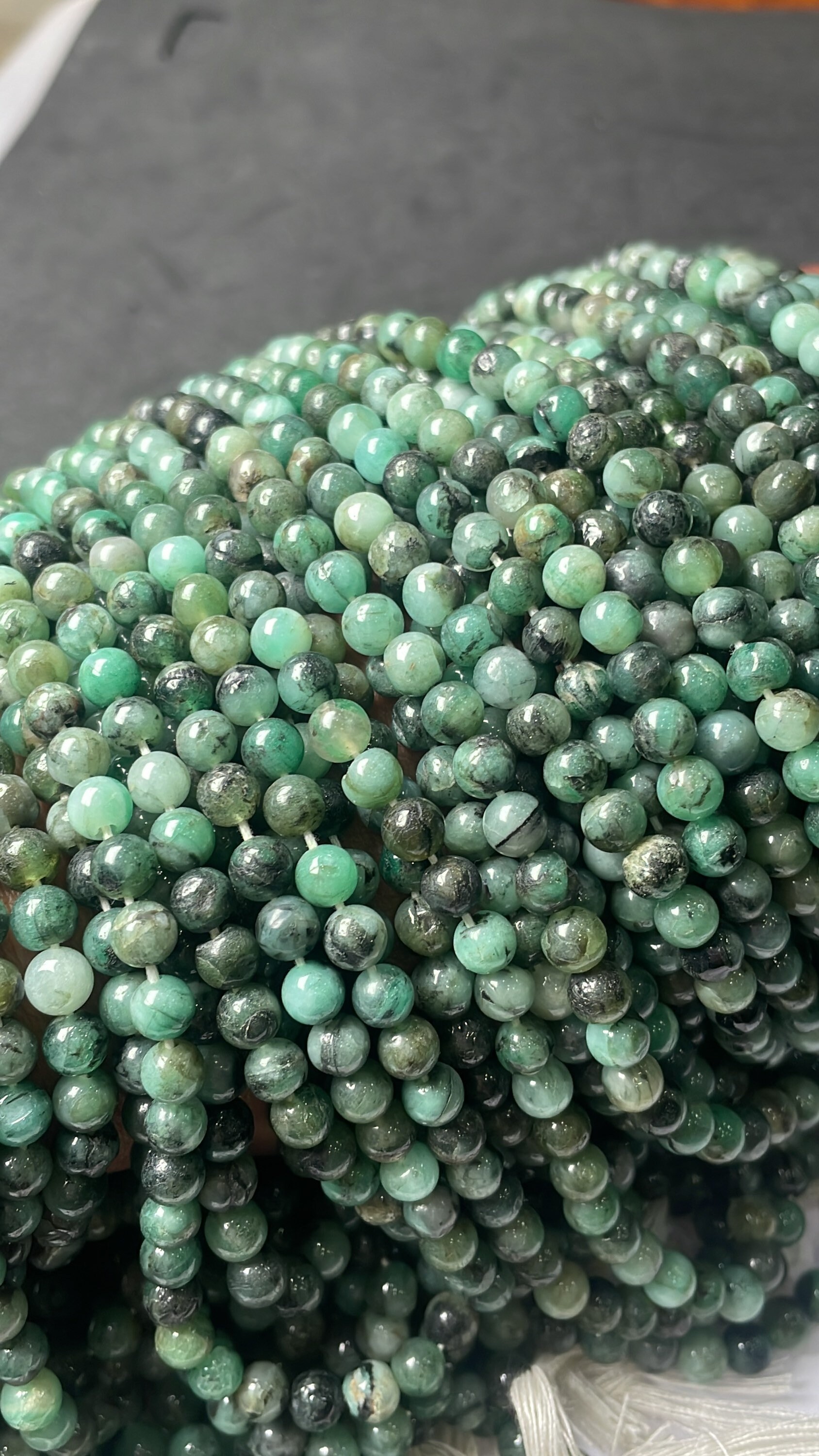 Beautiful Natural Emerald Smooth Round Shape Gemstone Beads, Size 5 Mm Green Emerald Beads, 13 Inches Strand An Amazing Item For Jewelry
