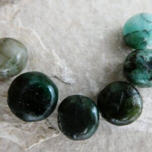 Emerald Round Coin 8-10mm Beads -6 Pcs Gemstone -craft Accent Beads- Jewelry Making