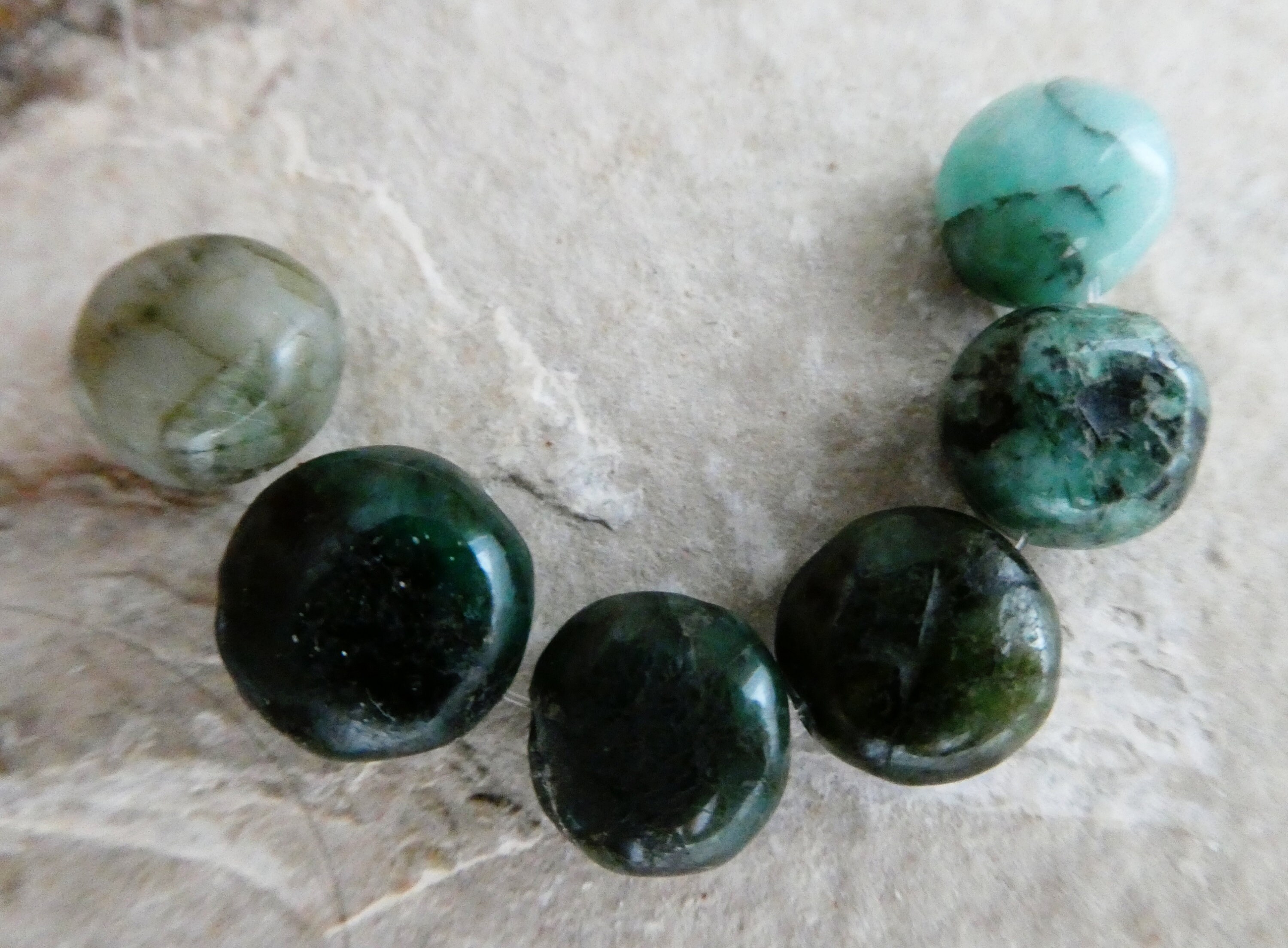 Emerald Round Coin 8-10mm Beads -6 Pcs Gemstone -craft Accent Beads- Jewelry Making