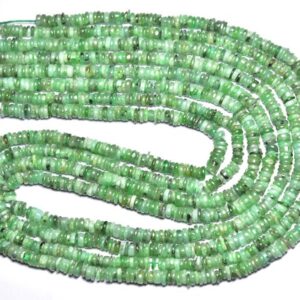 Emerald Round Heishi Beads - 16 inches - Natural Beautiful Smooth Emerald Heishi Round Strand - Size is 3.5 - 4 mm #135