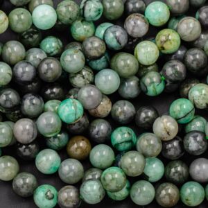 Natural Emerald Beads  Round, 6mm, 8mm, 10mm- Full 15.5 inch strand  Smooth Gemstone Beads