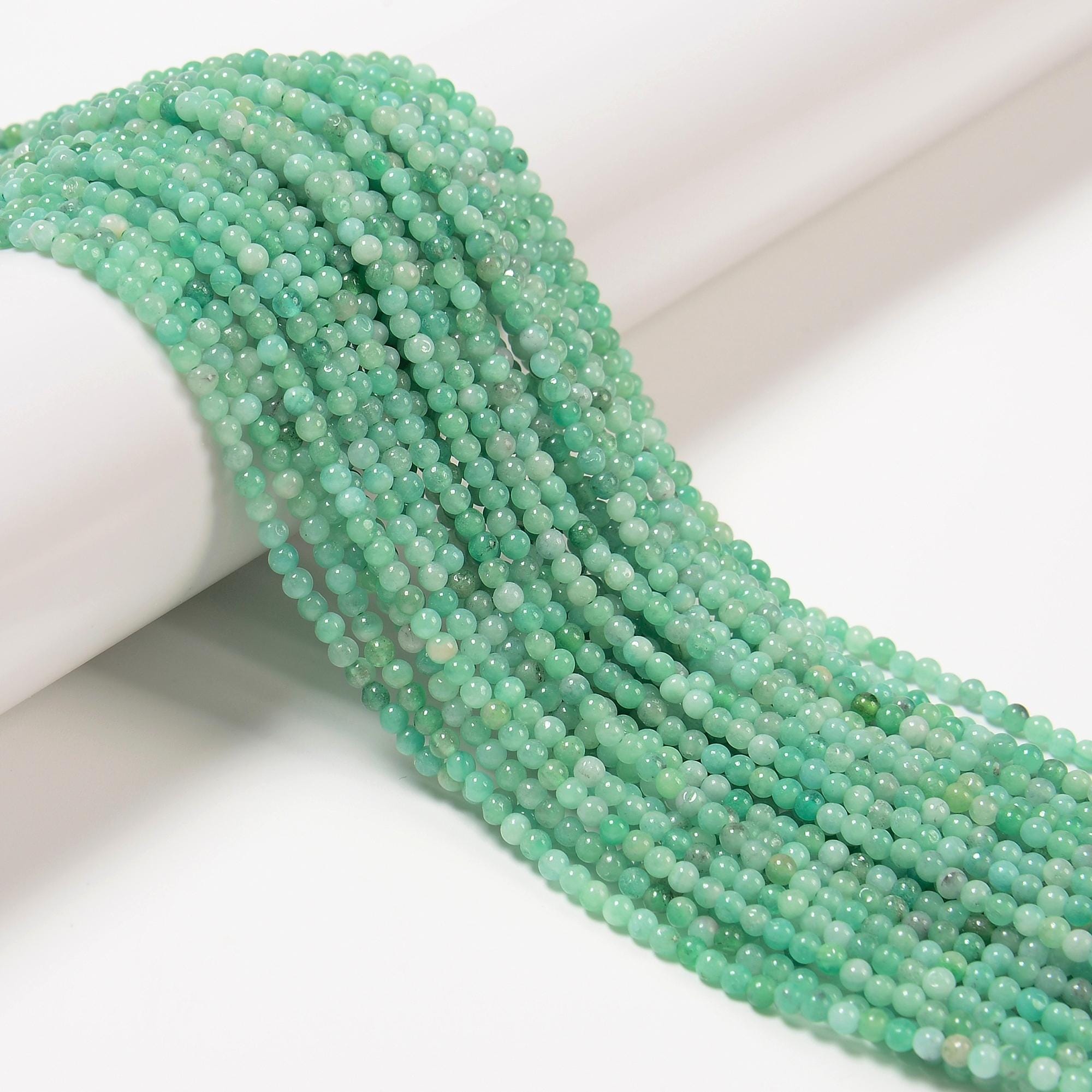 Natural Grade A Emerald Smooth Round Beads Size 3mm 15.5'' Strand Natural Grade A Emerald Smooth Round Beads Size 3mm 15.5'' Strand