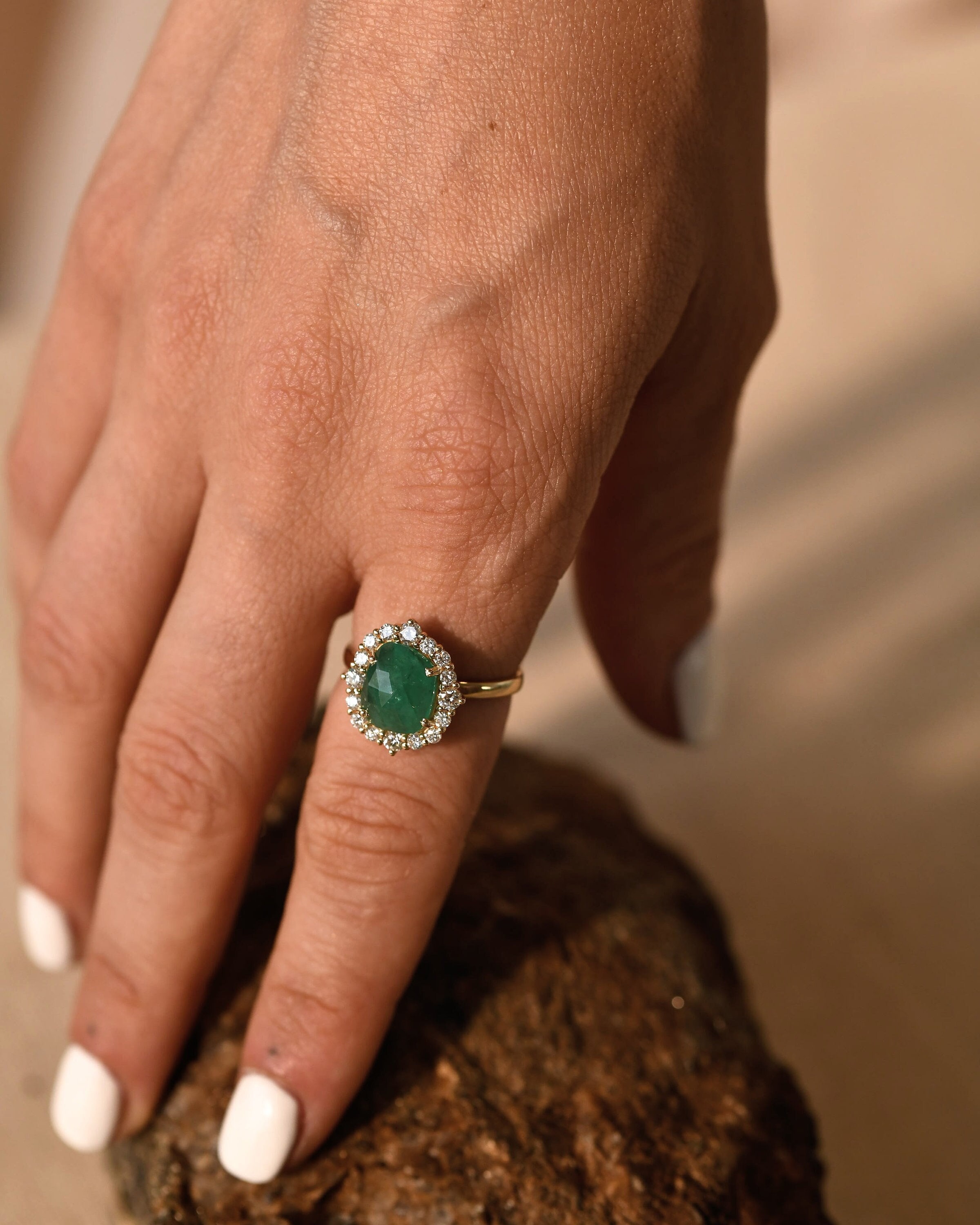 Natural Emerald Ring,halo Wedding Ring,round Emerald Ring,gold Engagement Ring,may Birthstone Ring,proposal Ring For Her,green Gemstone Ring
