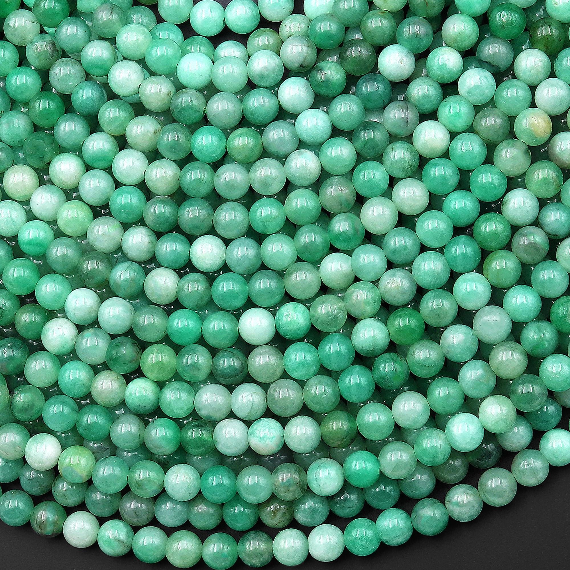 Real Genuine Natural Green Emerald Gemstone Smooth 3mm 4mm Round Beads May Birthstone 15.5" Strand Real Genuine Natural Green Emerald Gemstone Smooth 3mm 4mm Round Beads May Birthstone 15.5" Strand