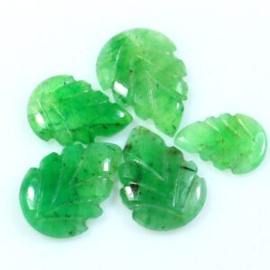 AAA Emerald Carving: Natural Leaf Gemstone (8.80 Ct, 10x7-13x9 MM)