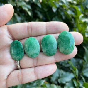 Faceted Emerald Stone Set: Light Green Carved Gemstones (22-24mm)