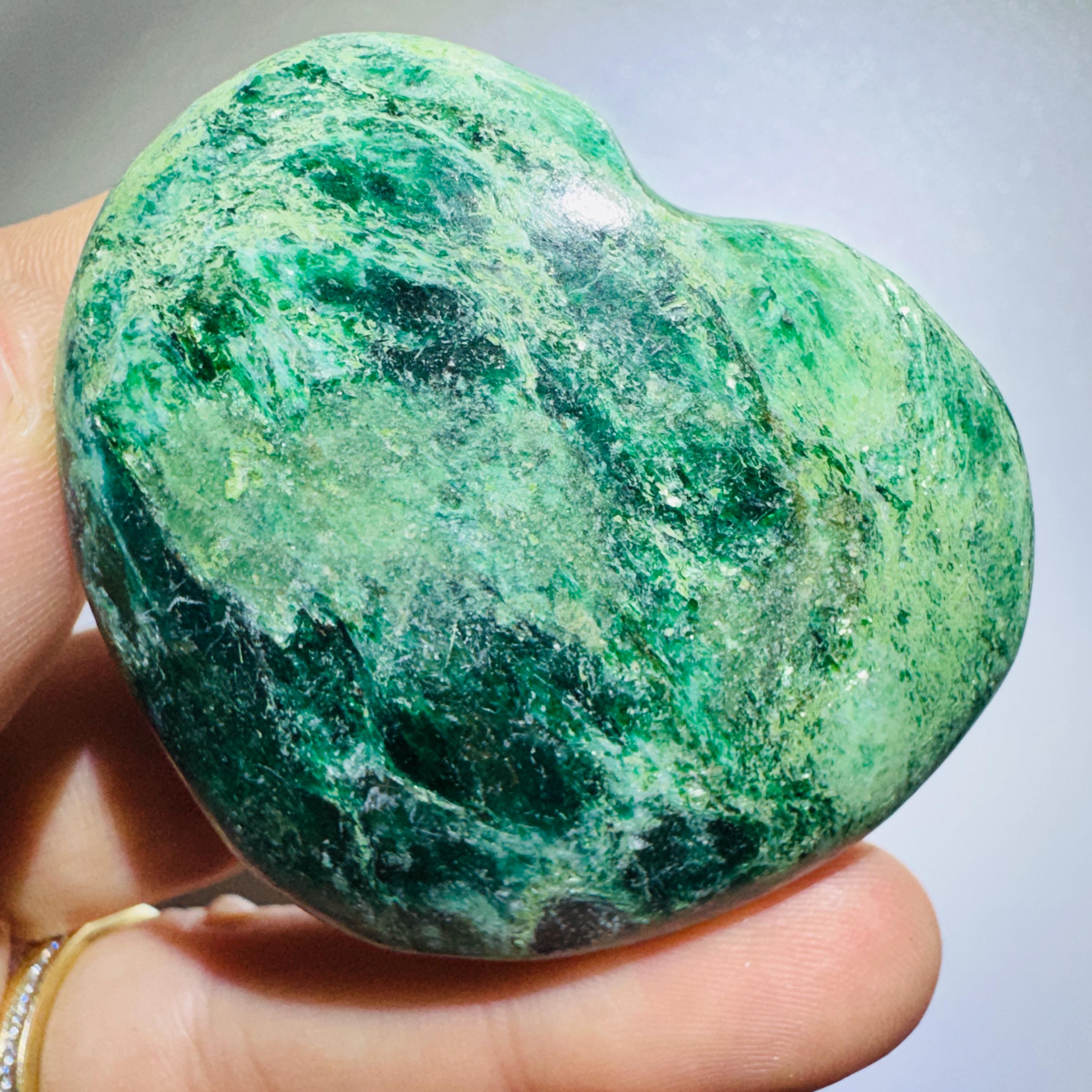 Green Mica Heart, Green Emerald Crystal Heart