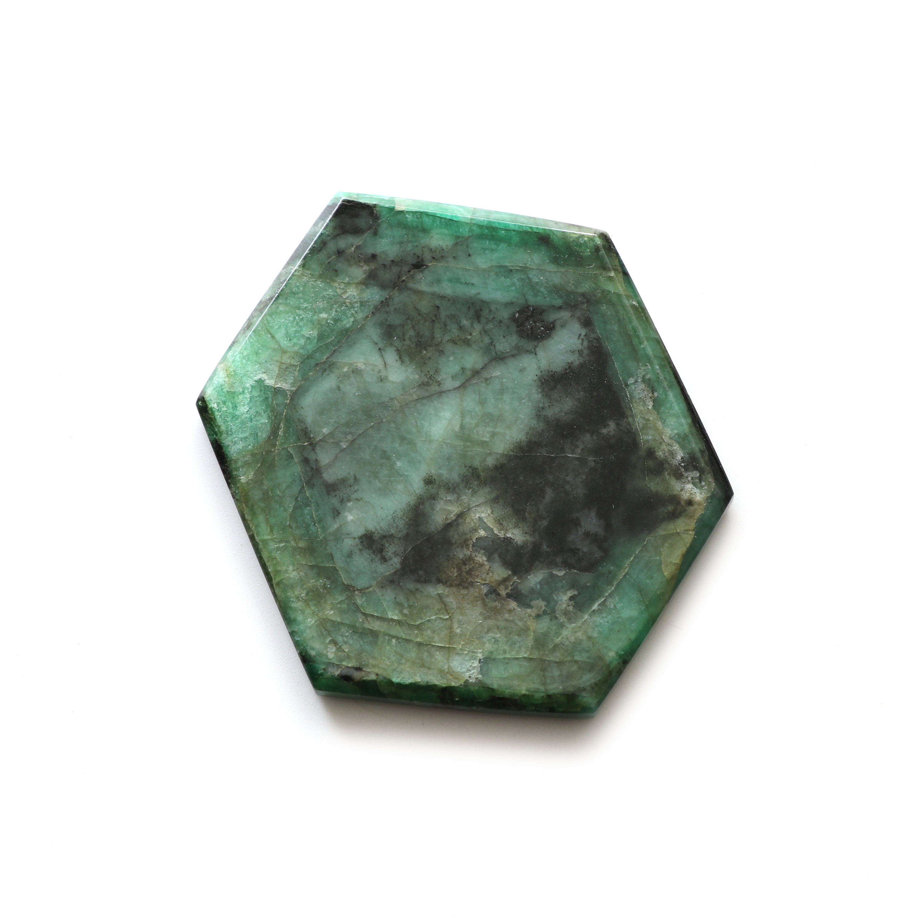 Natural Emerald Both Side Flat Hexagon, Loose Gemstone, 57x75mm, Emerald Smooth Gemstone, Price Per Pieces