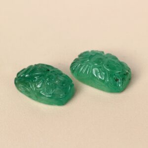 Natural Emerald Carving 15.41 Cts-emerald Carved Pair-loose Emerald Hand Made Carving-emerald Gem Floral Carving-natural Emerald Carving
