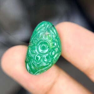 Natural Emerald Flower Carving, Handmade Carved, Loose Gemstone, 25.10 Carat Emerald For Making Jewelry