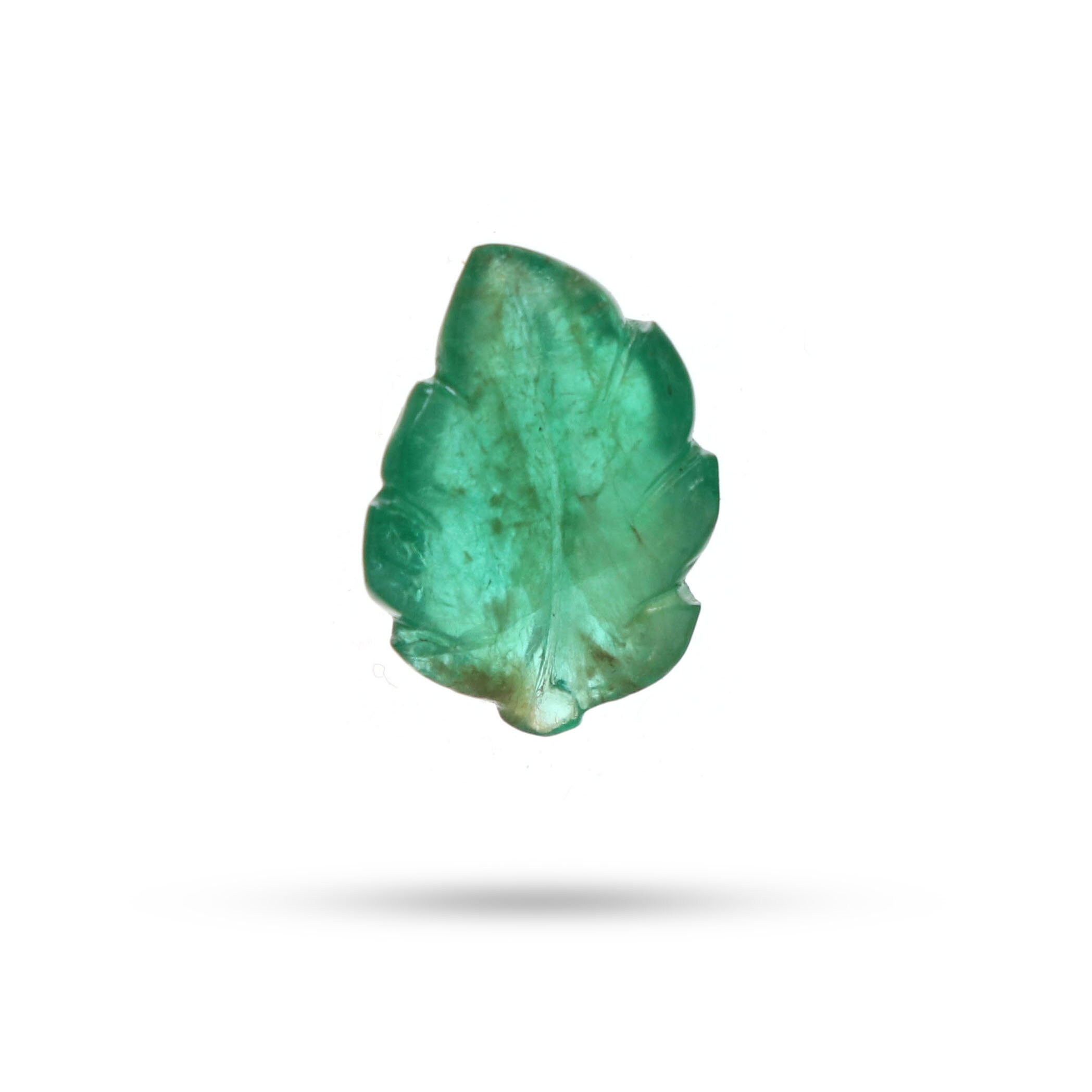 Natural Emerald Leaf Carving Loose Gemstone, 10.5 Mm To 14.5 Mm, Emerald Jewelry Handmade Gift For Women, 1 Piece