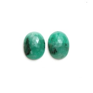Natural Emerald Rosecut Oval Loose Gemstone, 12.5x16.5 Mm, Emerald Oval, Emerald Jewelry Handmade Gift For Women, Pair ( 2 Pieces )