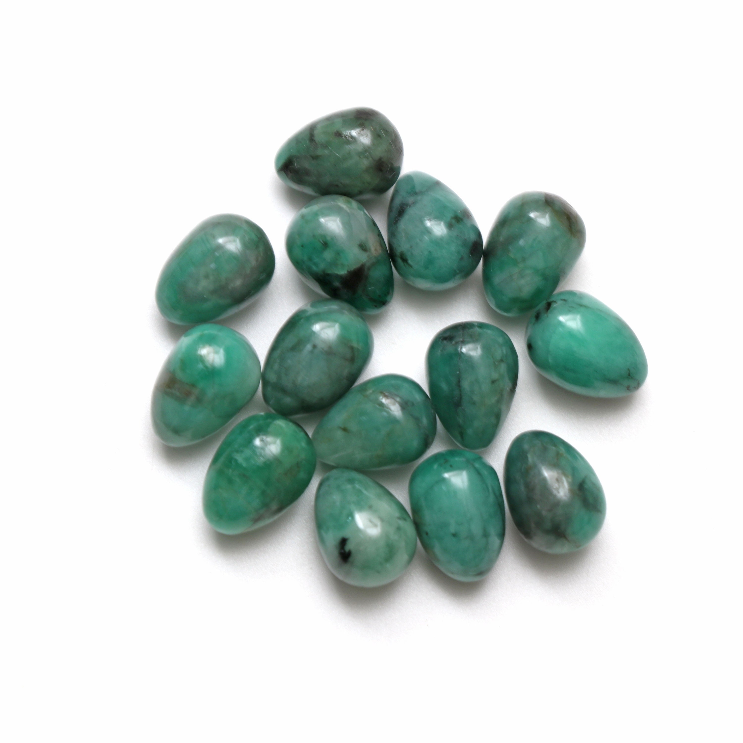 Natural Emerald Smooth Drop Loose Gemstone, 10x14 Mm, Emerald Smooth Gemstone For Jewelry Making, Set Of 14 Pieces