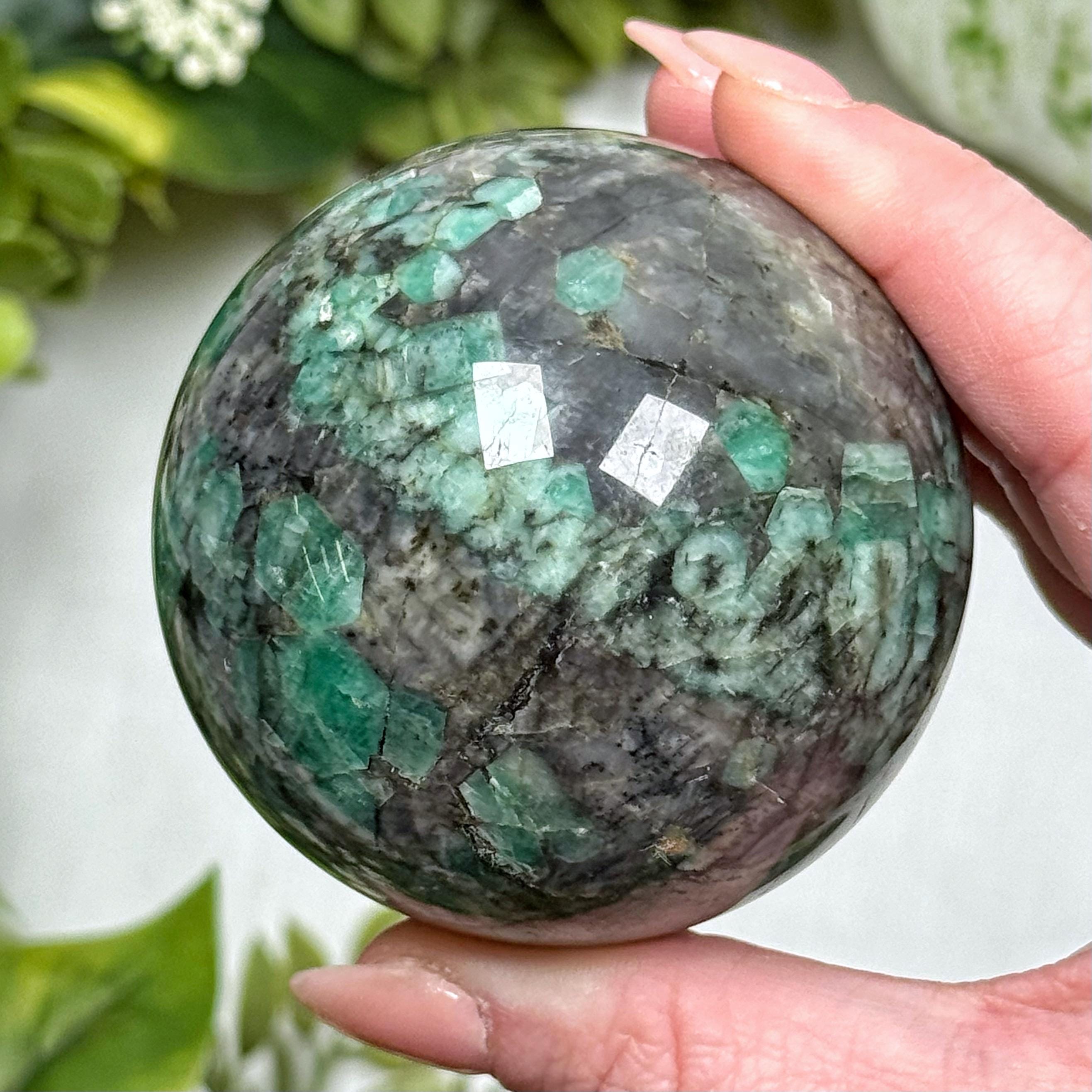 Emerald Sphere | 61mm | - #1 (polished Green Crystal Ball, Heart Chakra, Healing Stone, Love)
