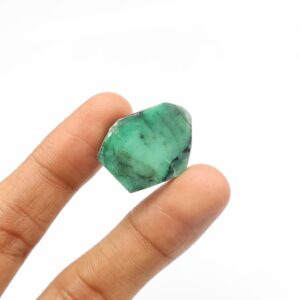 Natural Zambian Emerald Slice, Loose Gemstone, May Birthstone (23x19 Mm, 13.10 Cts)