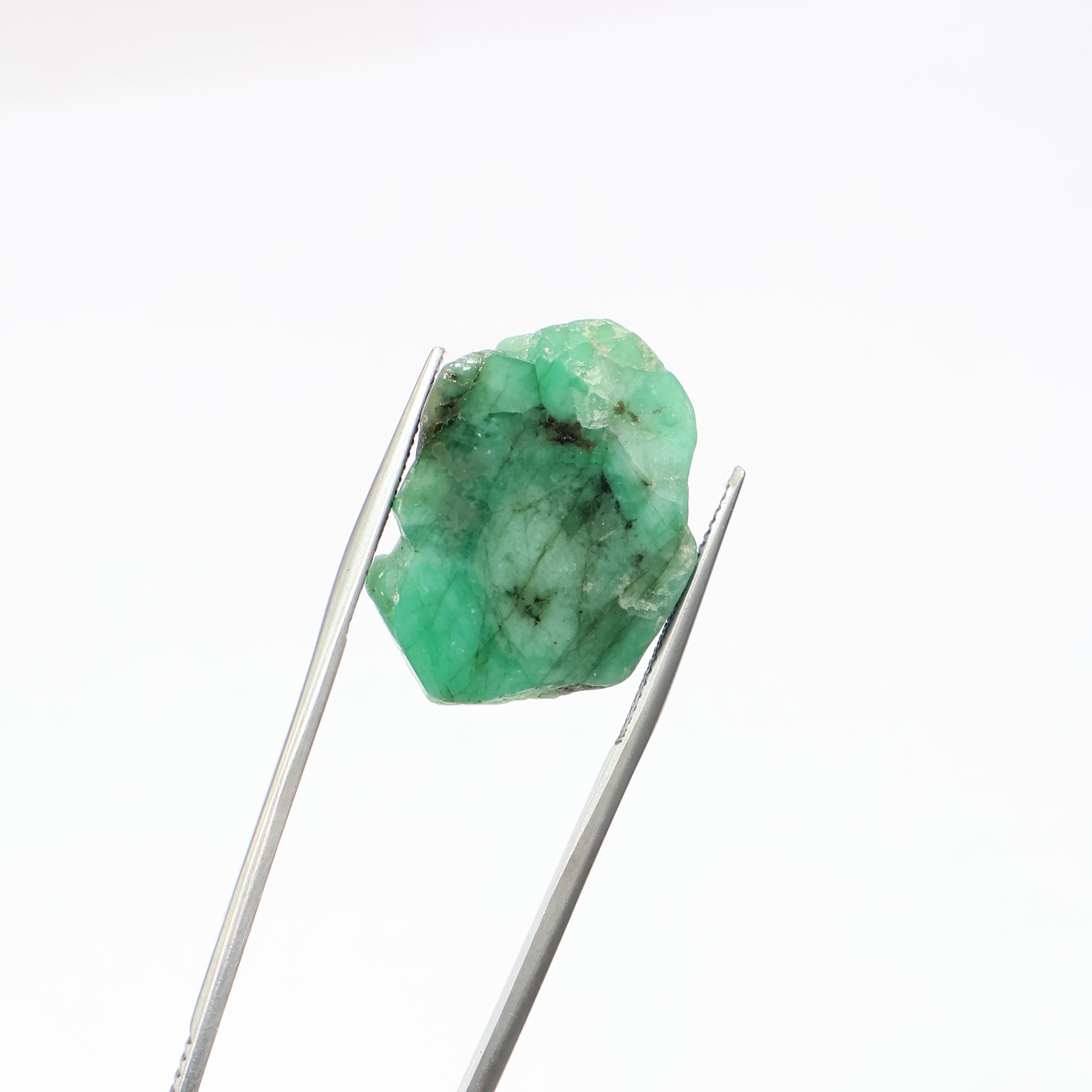 Natural Zambian Emerald Slice, Loose Gemstone, May Birthstone (27x19 Mm, 21.10 Cts)