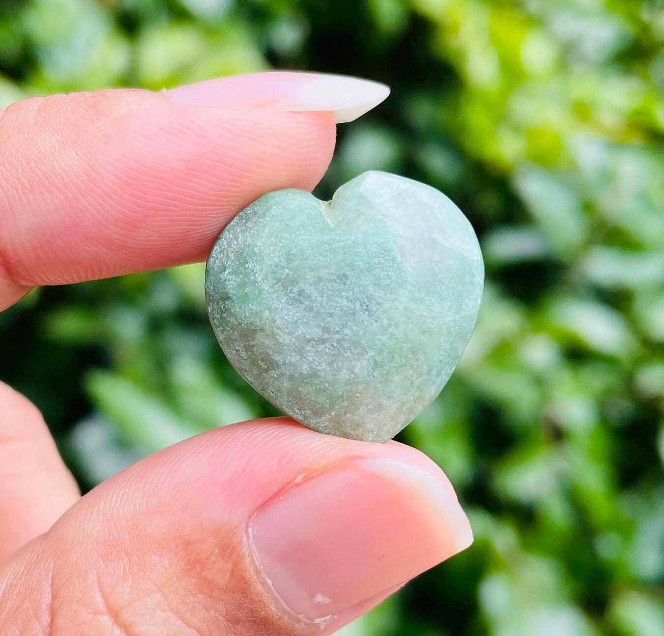 Sage Green Emerald Crystal Heart: Faceted Gemstone (20mm) 5.6g