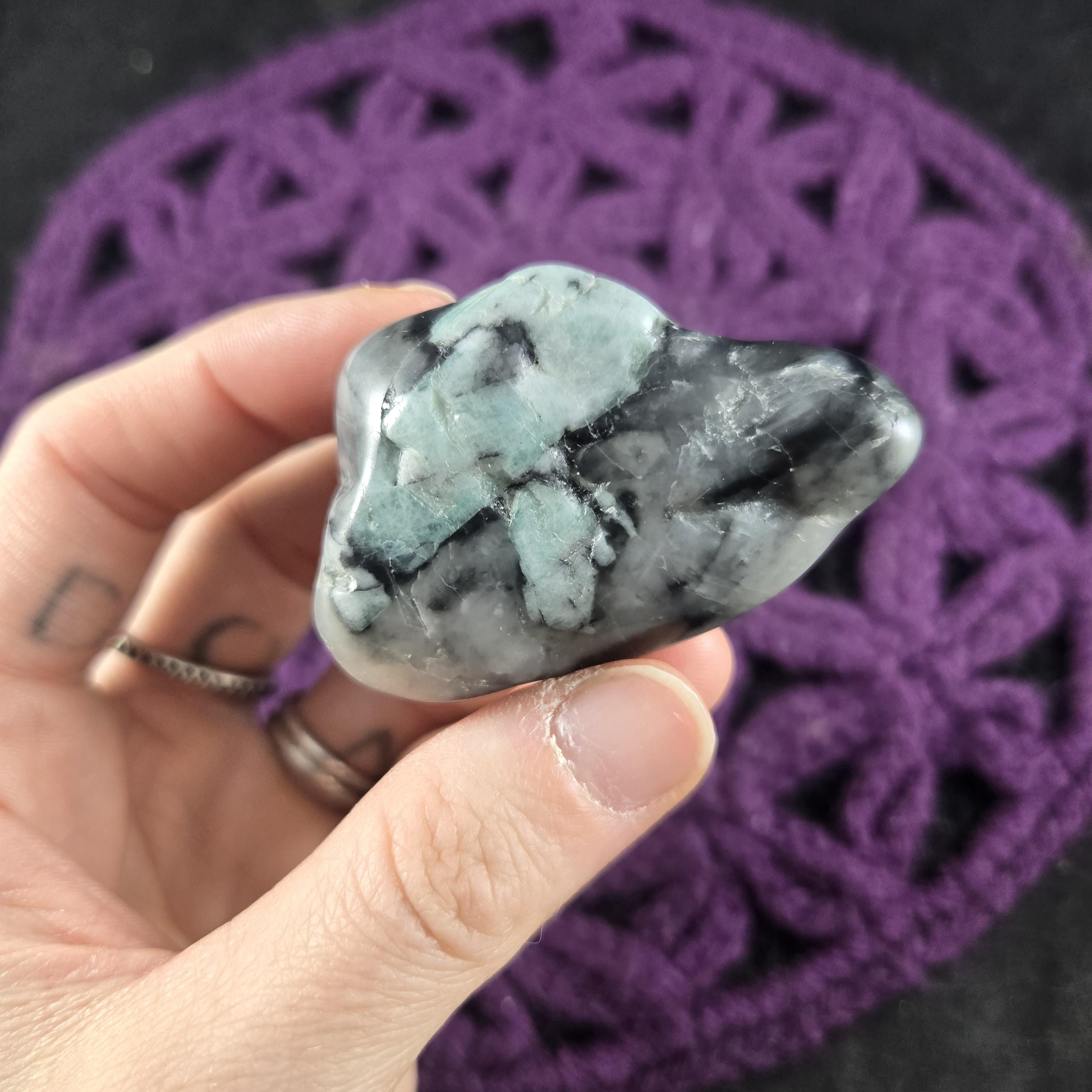Emerald In Matrix Tumbled Stone Heart Healing Crystal Natural Green Brazil Mineral