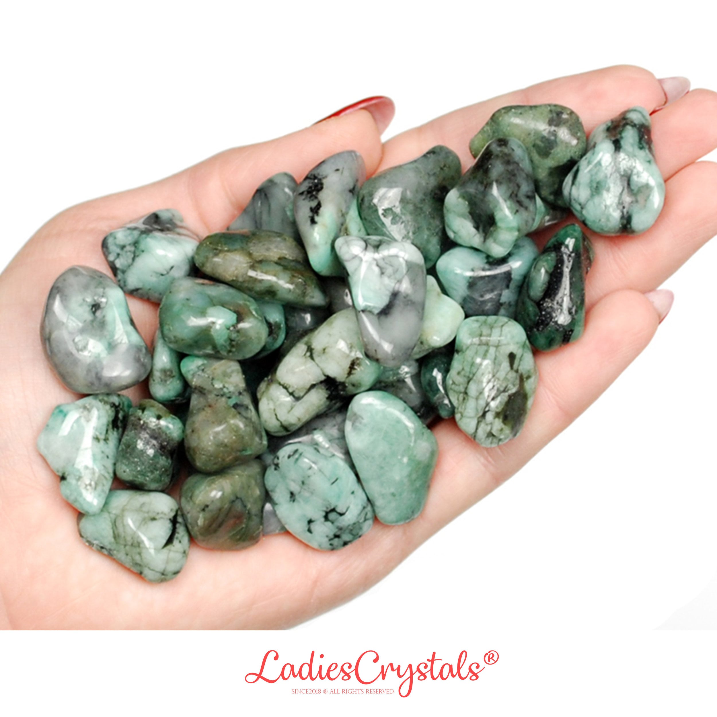 Emerald Tumbled Stone, Abundance And Love, May Birthstone Crystal, Genuine Raw Emerald Pocket Gemstone
